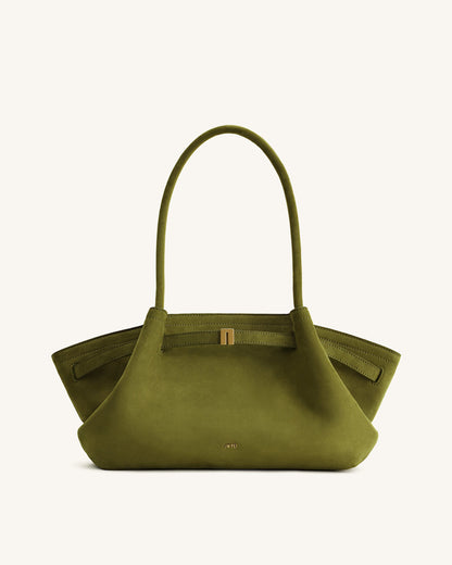 Jw Pei Hana Wide Faux Suede Tote Bag Olive Green