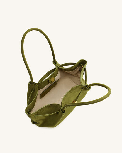 Jw Pei Hana Wide Faux Suede Tote Bag Olive Green