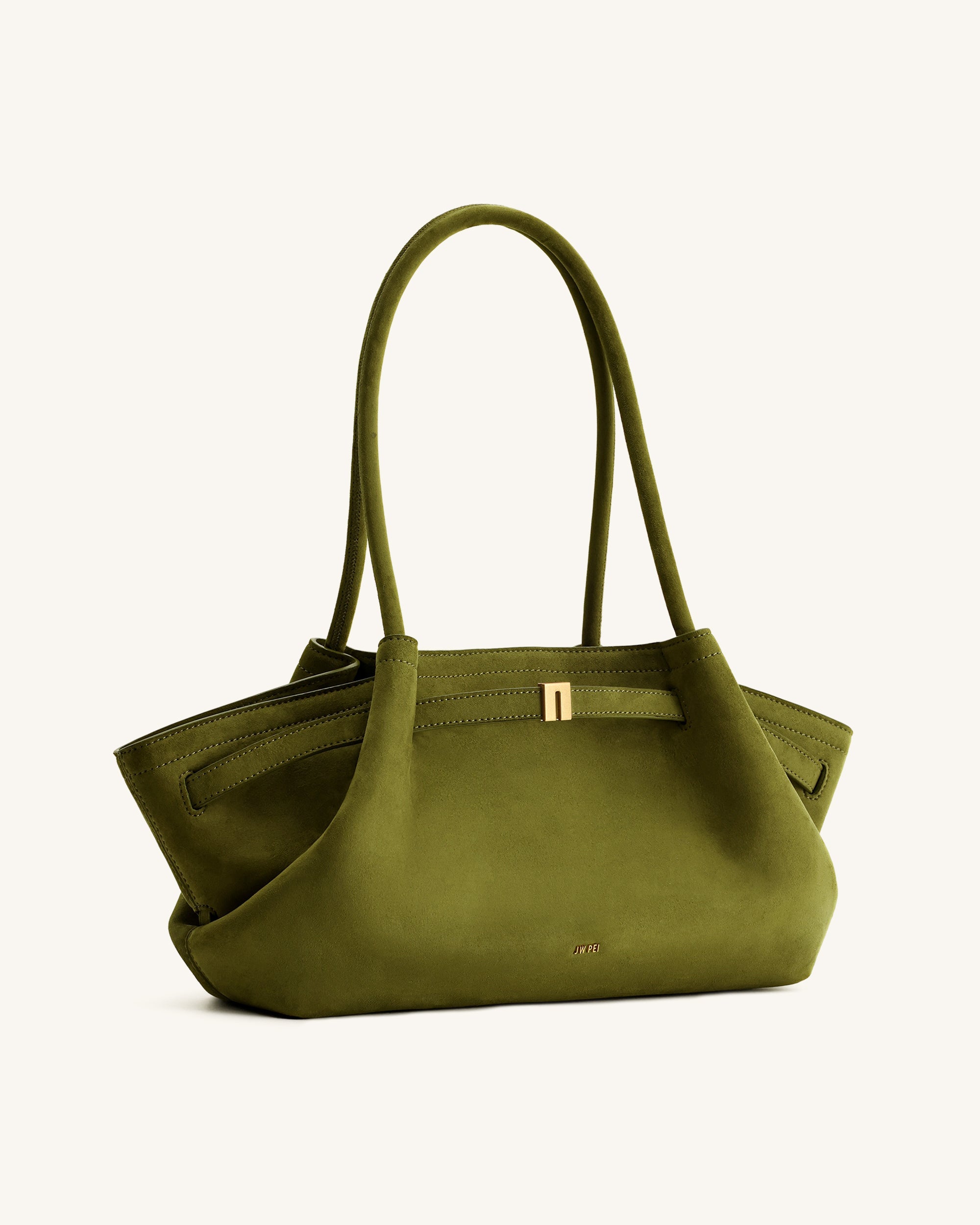 Jw Pei Hana Wide Faux Suede Tote Bag Olive Green