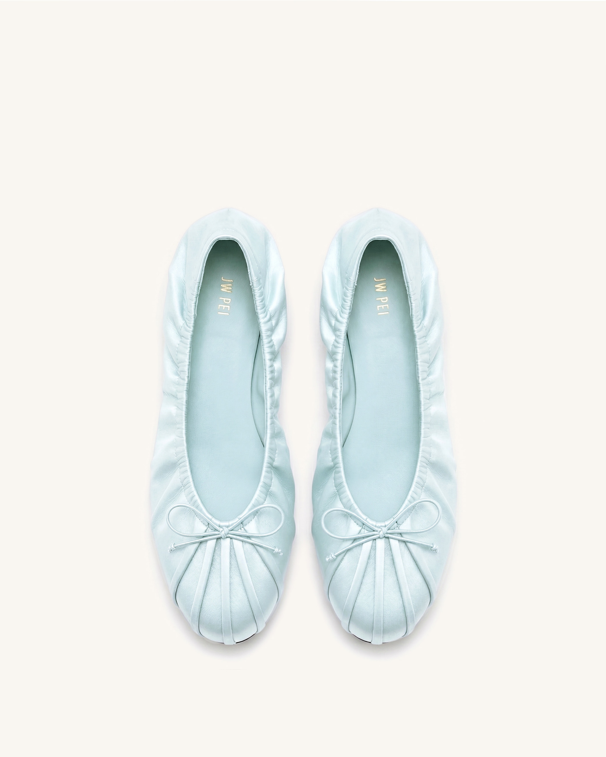 Jw Pei Solenne Ruched Drawstring Satin Ballet Flats Blue