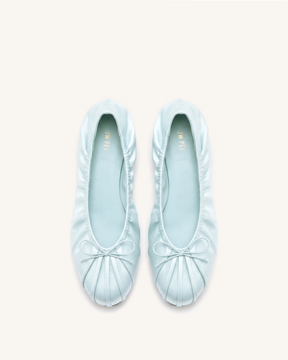 Jw Pei Solenne Ruched Drawstring Satin Ballet Flats Blue