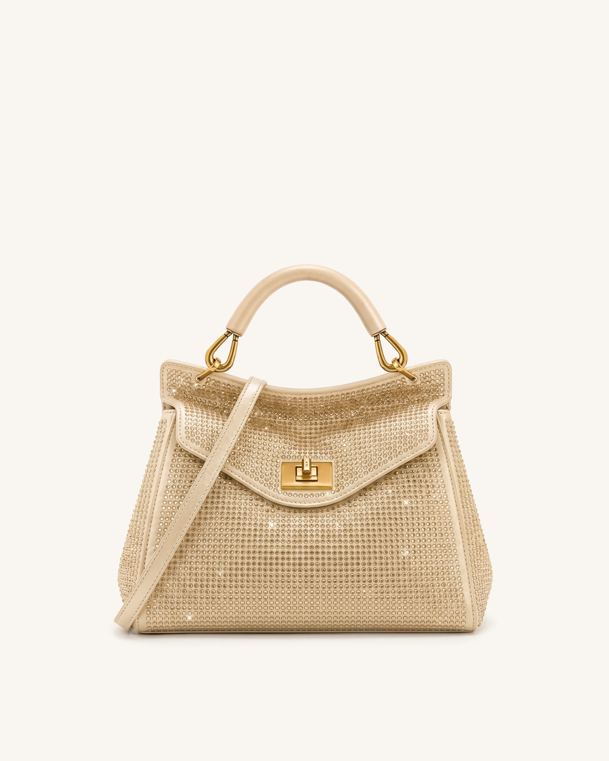 Jw Pei Lucia Classic Artificial Crystal Top Handle Bag Champagne