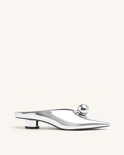 Jw Pei Helena Gold Sphere Pointed Toe Mules Silver