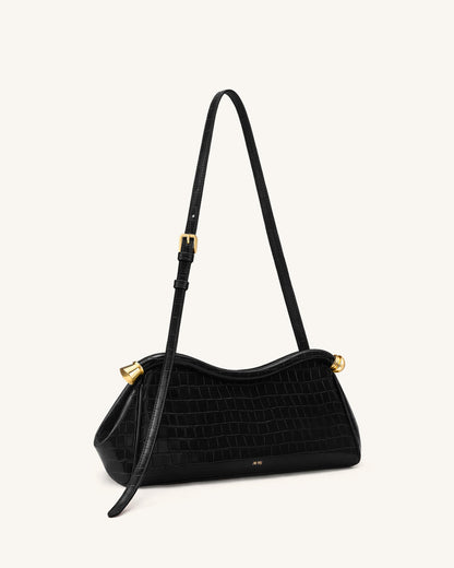 Jw Pei Naomi Curved Shoulder Bag Black Croc