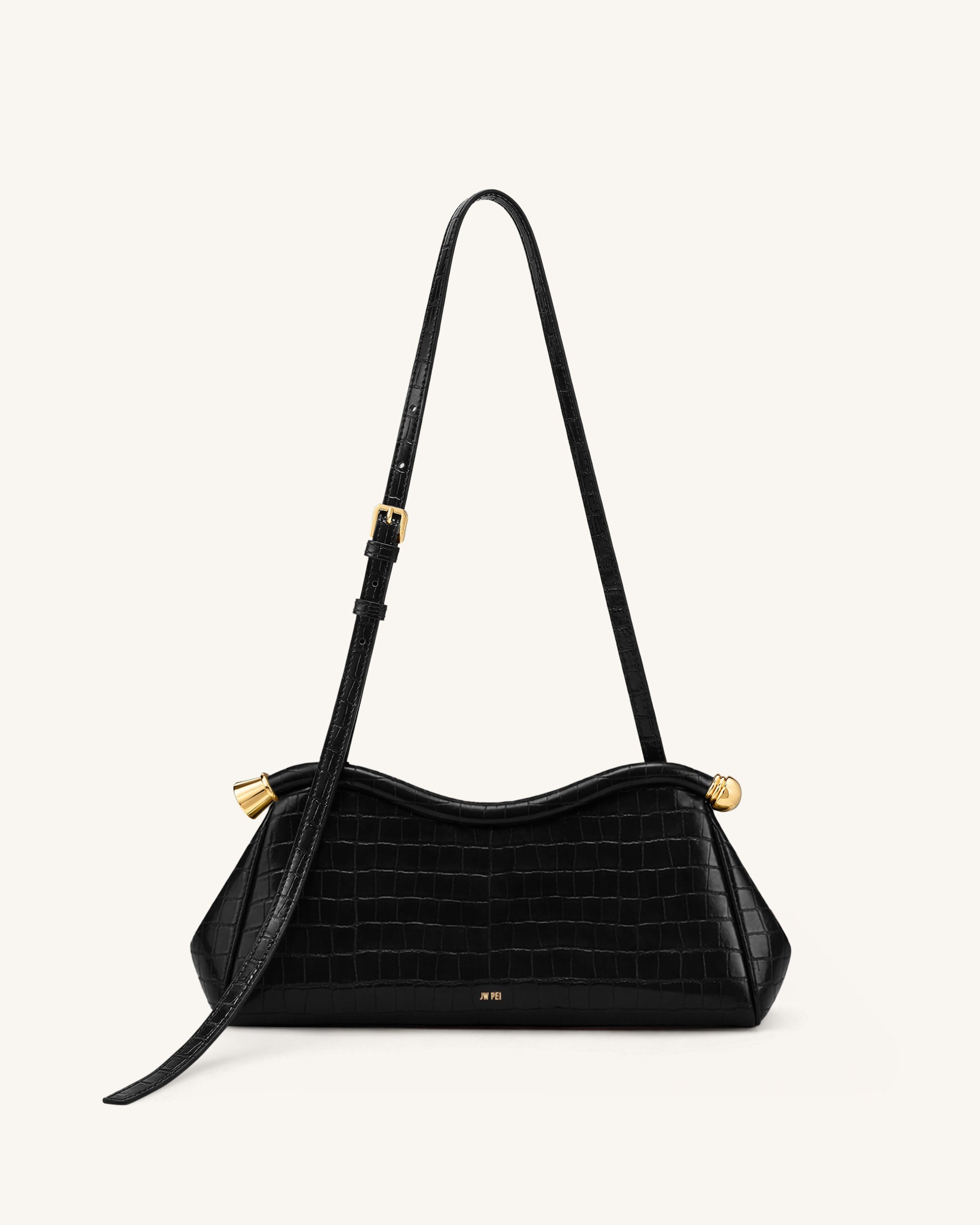 Jw Pei Naomi Curved Shoulder Bag Black Croc