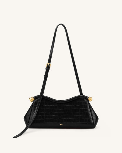 Jw Pei Naomi Curved Shoulder Bag Black Croc
