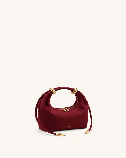 Jw Pei Ellie Faux Suede Metal Ring Embellished Top Handle Bag Burgundy