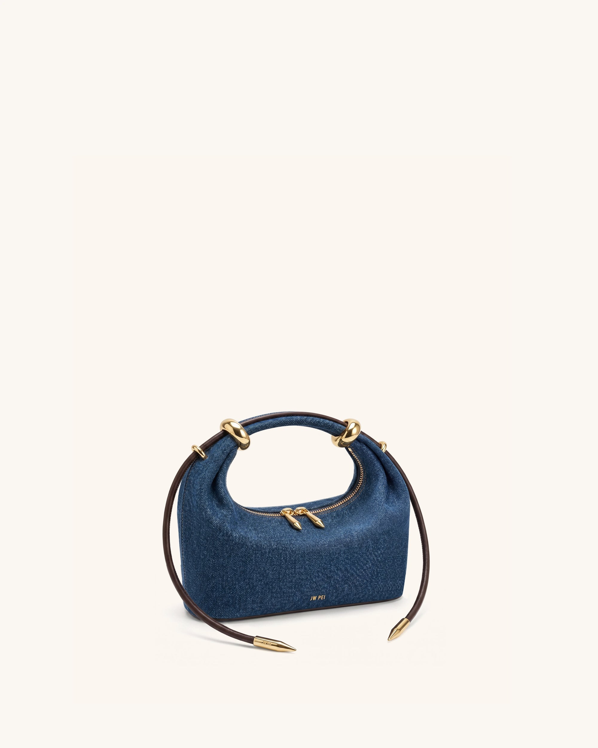 Jw Pei Ellie Metal Ring Embellished Top Handle Bag Blue Denim