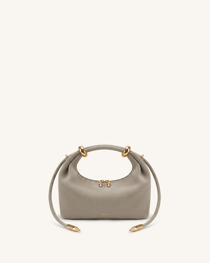Jw Pei Ellie Faux Suede Metal Ring Embellished Top Handle Bag Grey