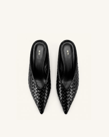 Jw Pei Helena Woven Textured Pointed Toe Mules Black