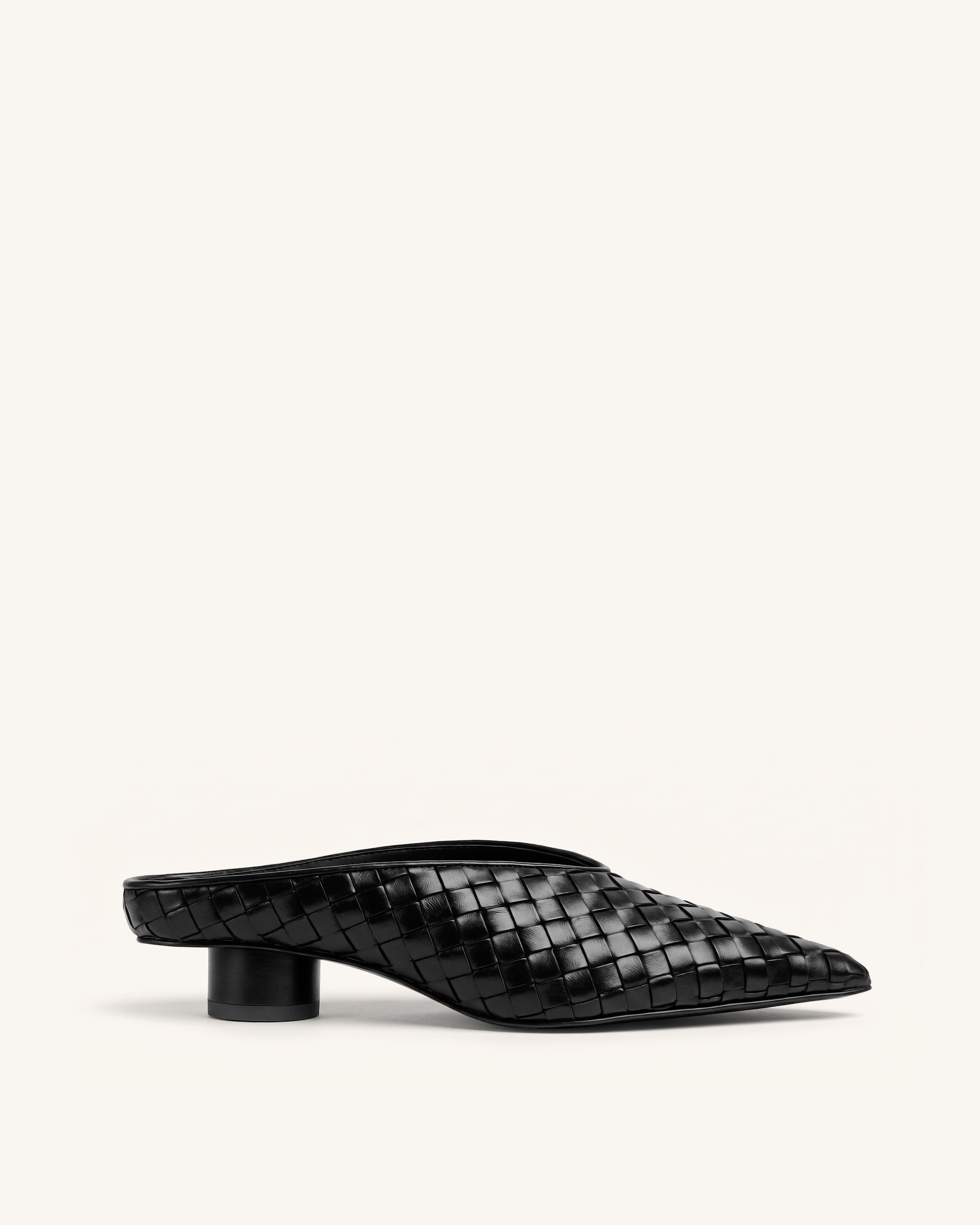 Jw Pei Helena Woven Textured Pointed Toe Mules Black