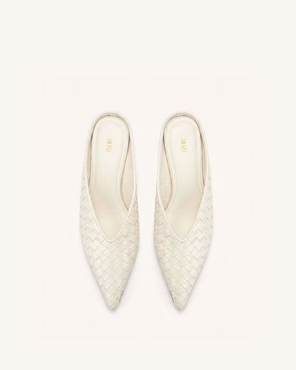Jw Pei Helena Woven Textured Pointed Toe Mules Beige