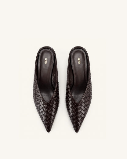 Jw Pei Helena Woven Textured Pointed Toe Mules Burgundy