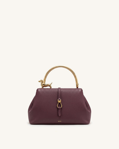 Jw Pei Bruna Dachshund Metal Handle Top Handle Bag Burgundy