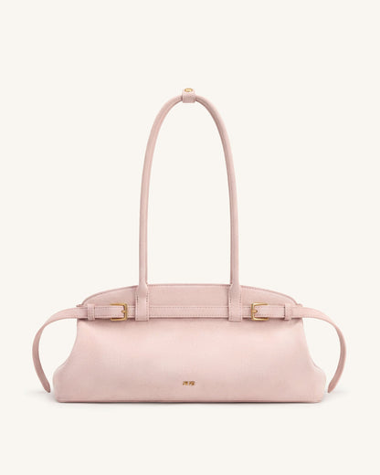 Jw Pei Arden Faux Suede Belt Detail East West Shoulder Bag Pink