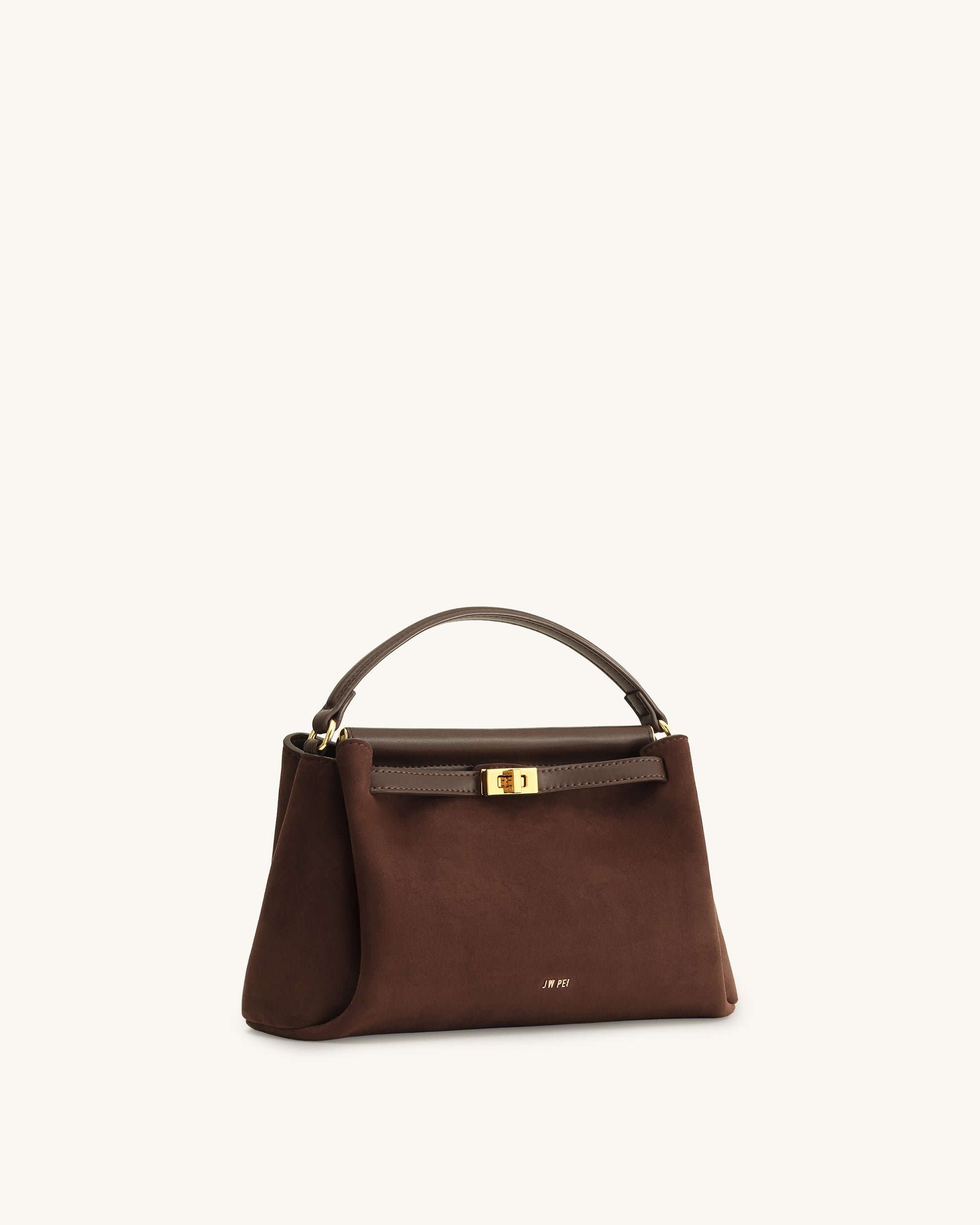 Jw Pei Carmen Faux Suede Top Handle Bag Dark Brown