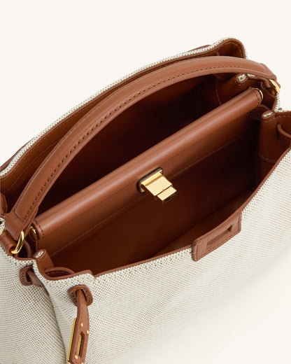 Jw Pei Carmen Top Handle Bag Brown Canvas