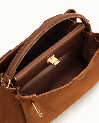 Jw Pei Carmen Faux Suede Top Handle Bag Brown