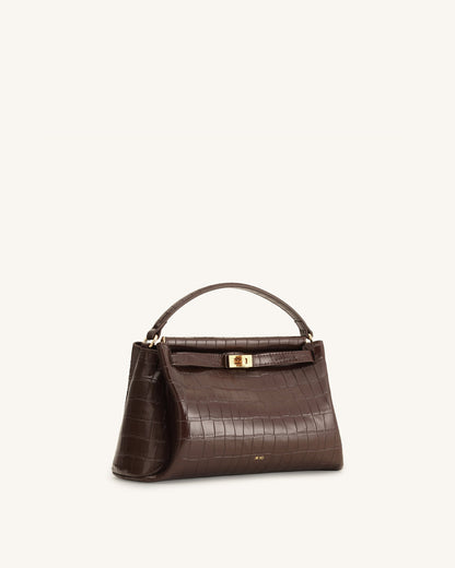 Jw Pei Carmen Top Handle Bag Dark Brown Croc