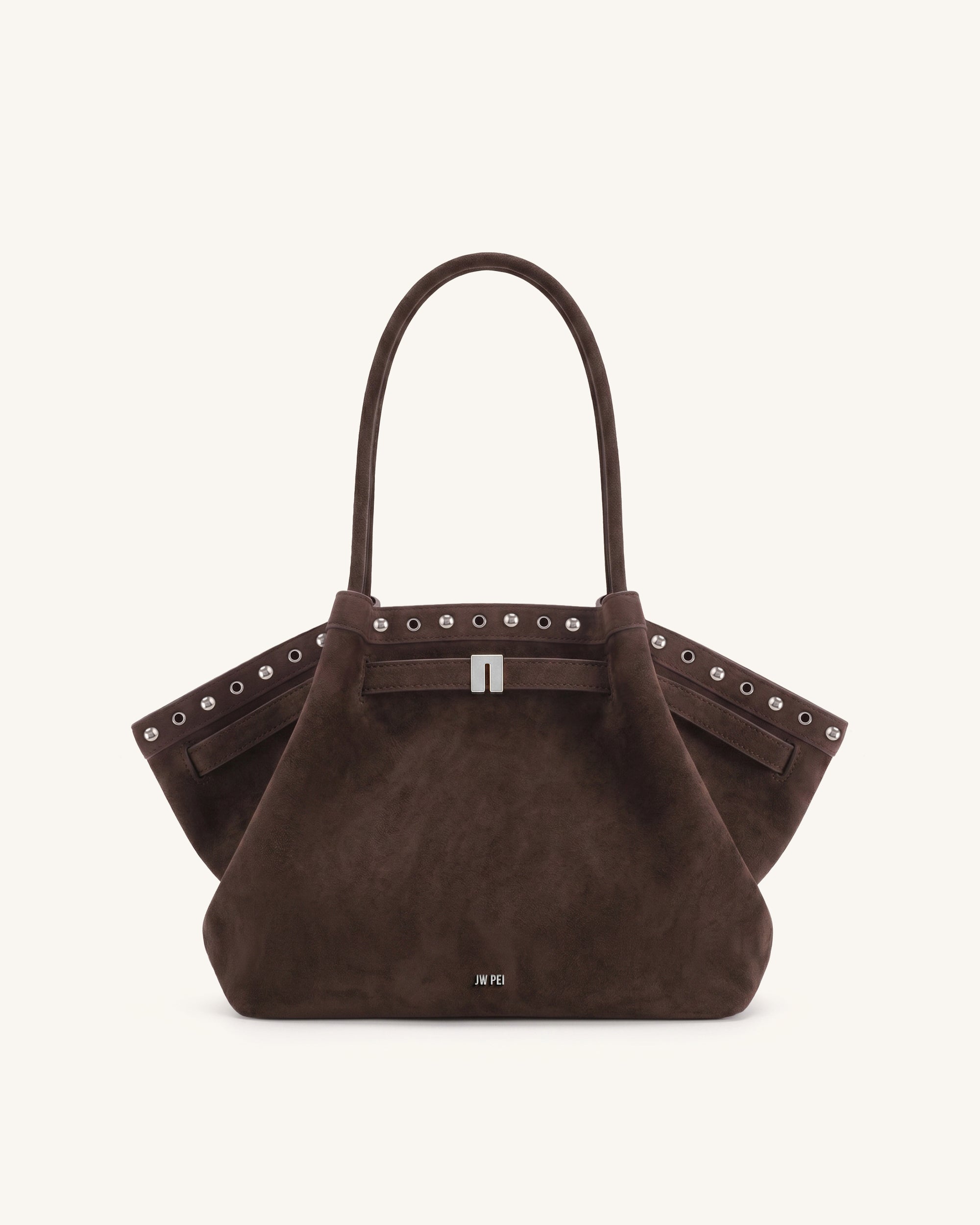 Jw Pei Hana Medium Faux Suede Tote Bag Dark Chocolate Brown