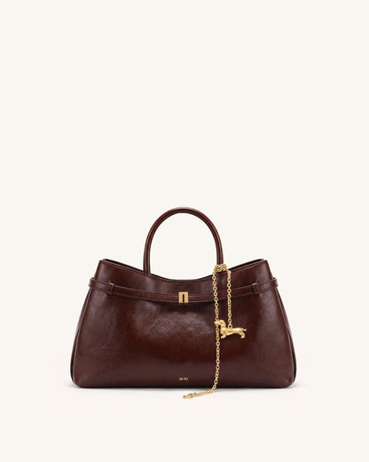 Jw Pei Maeve Dachshund Charm Satchel Tote Bag Deep Burgundy