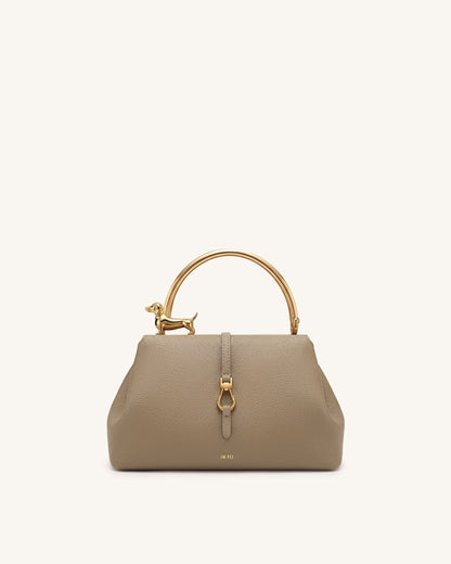 Jw Pei Bruna Dachshund Metal Handle Top Handle Bag Light Brown