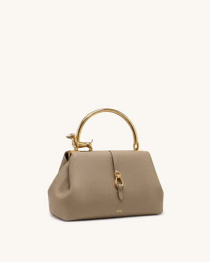 Jw Pei Bruna Dachshund Metal Handle Top Handle Bag Light Brown