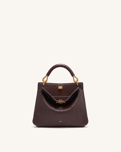 Jw Pei Lucia Elephant Effect Top Handle Bag Dark Brown