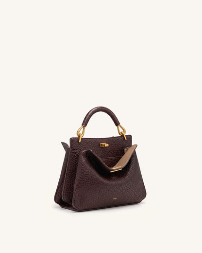 Jw Pei Lucia Elephant Effect Top Handle Bag Dark Brown
