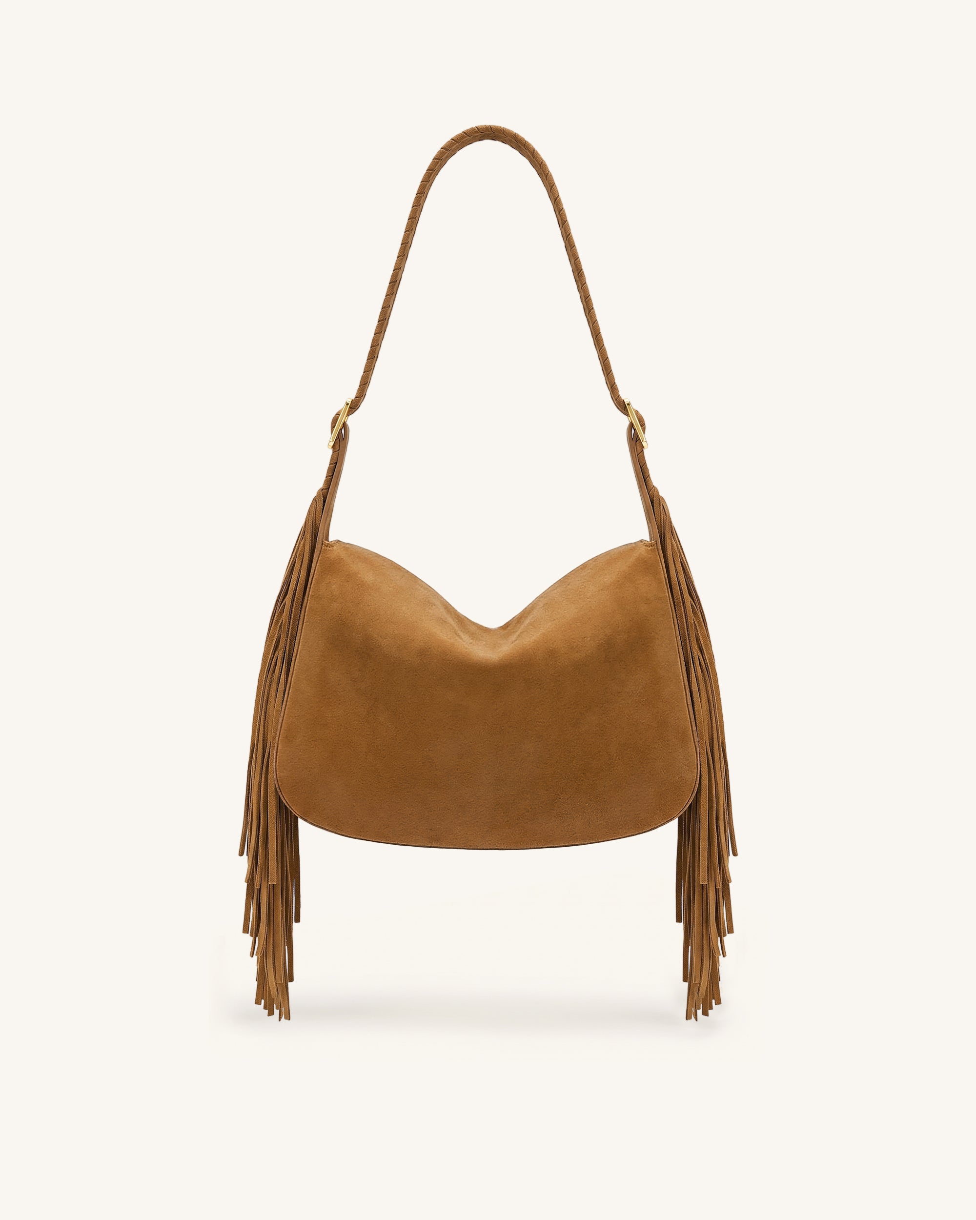 Jw Pei Avery Fringe Faux Suede Shoulder Bag Brown