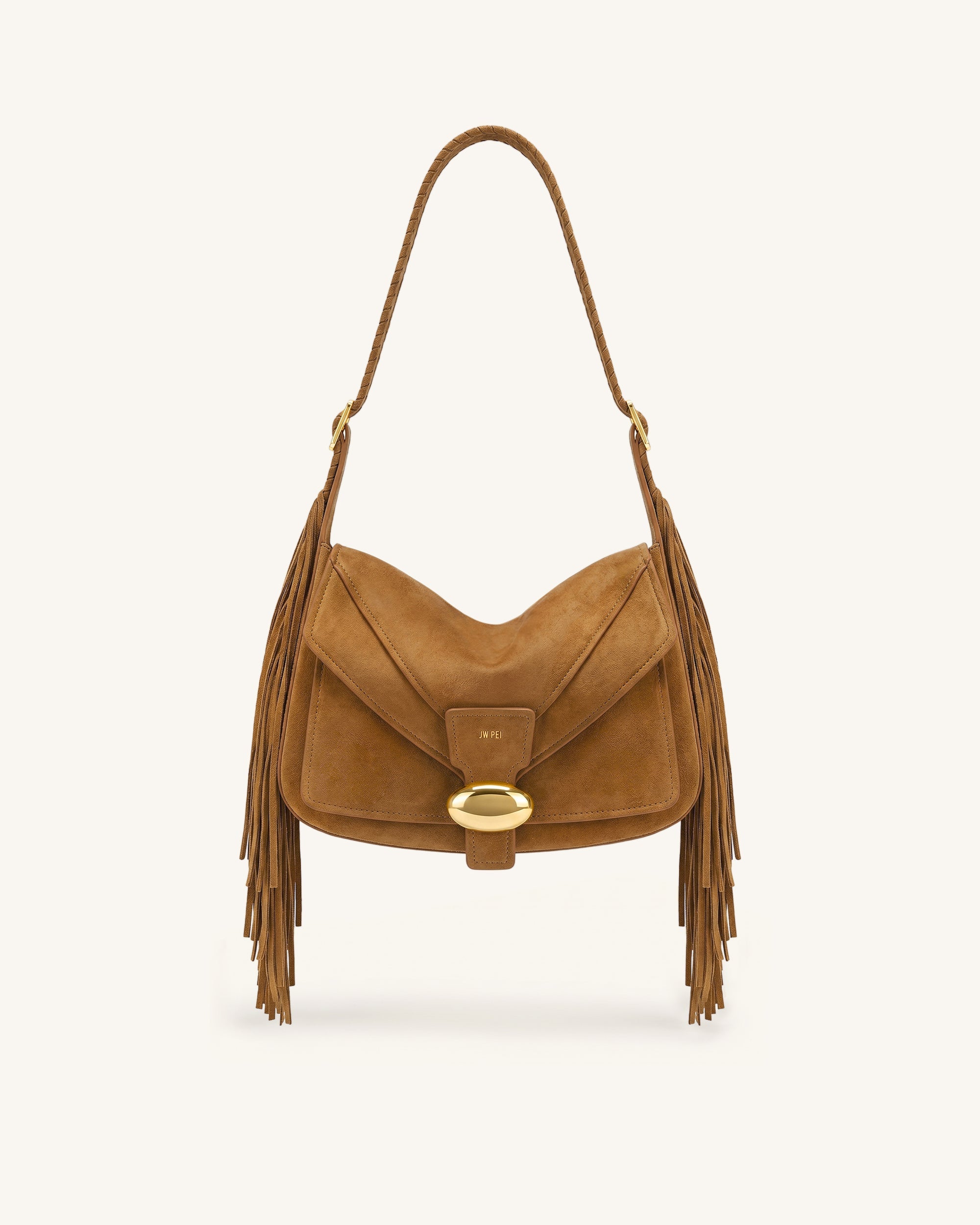 Jw Pei Avery Fringe Faux Suede Shoulder Bag Brown