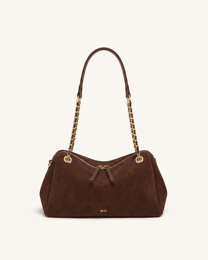 Jw Pei Mireya Faux Suede Chain Shoulder Bag Dark Brown
