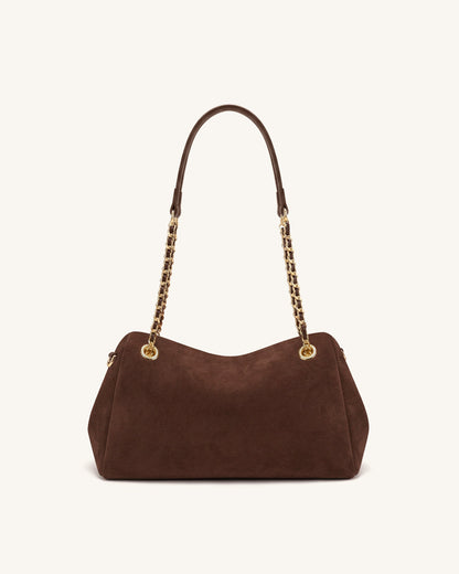 Jw Pei Mireya Faux Suede Chain Shoulder Bag Dark Brown