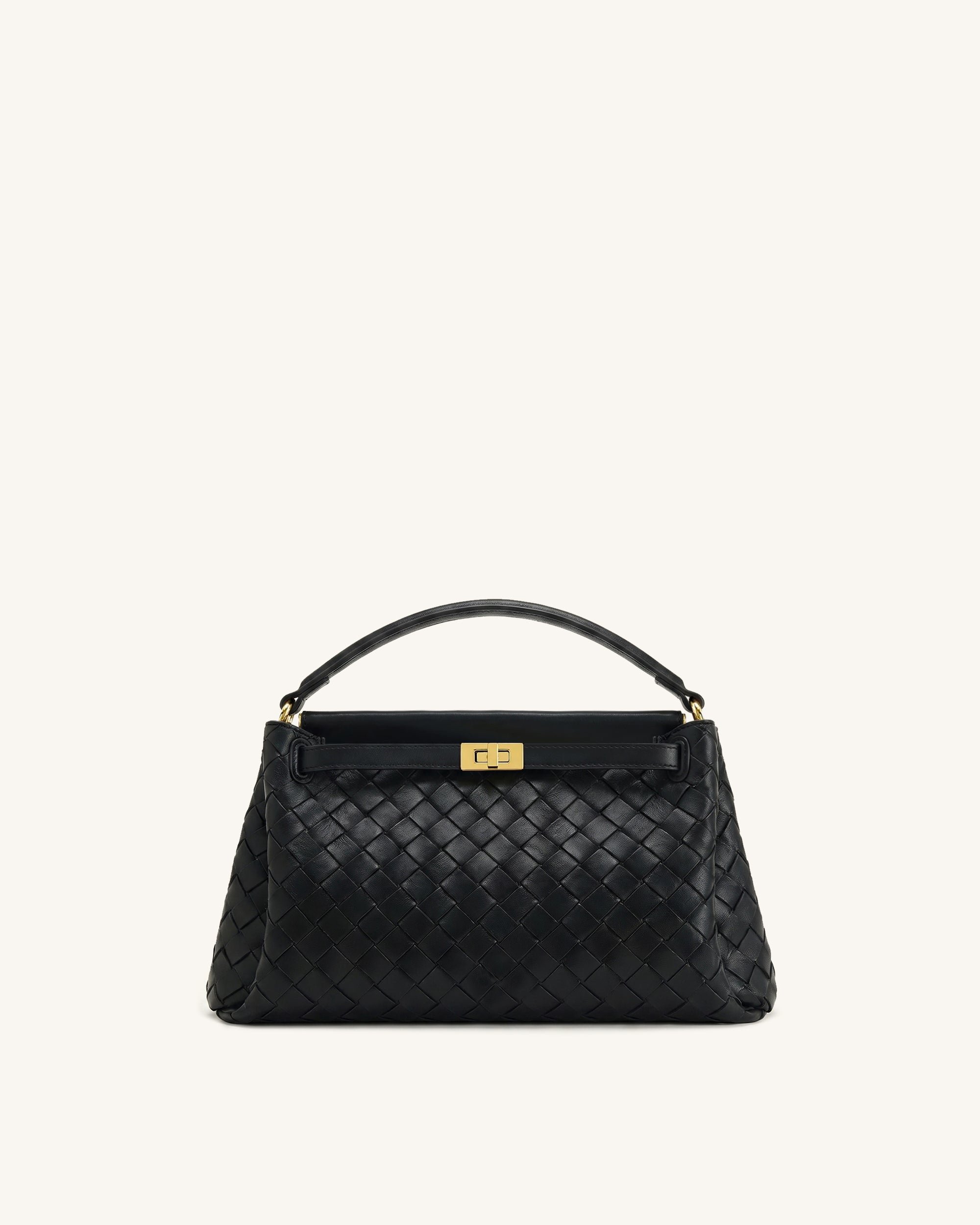 Jw Pei Carmen Woven Top Handle Bag Charcoal Black