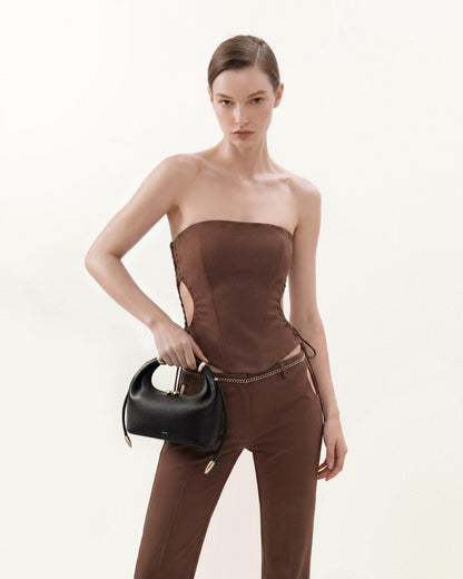 Jw Pei Ellie Metal Ring Embellished Top Handle Bag Black