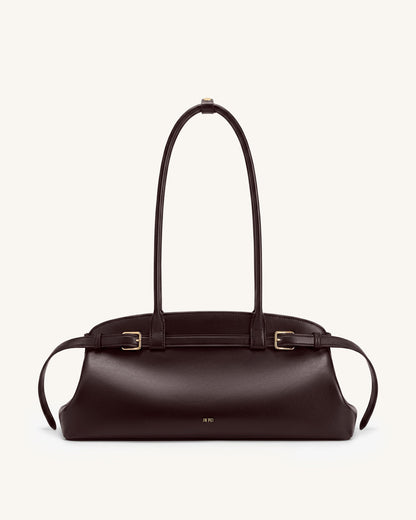 Jw Pei Arden Belt Detail East West Shoulder Bag Dark Brown