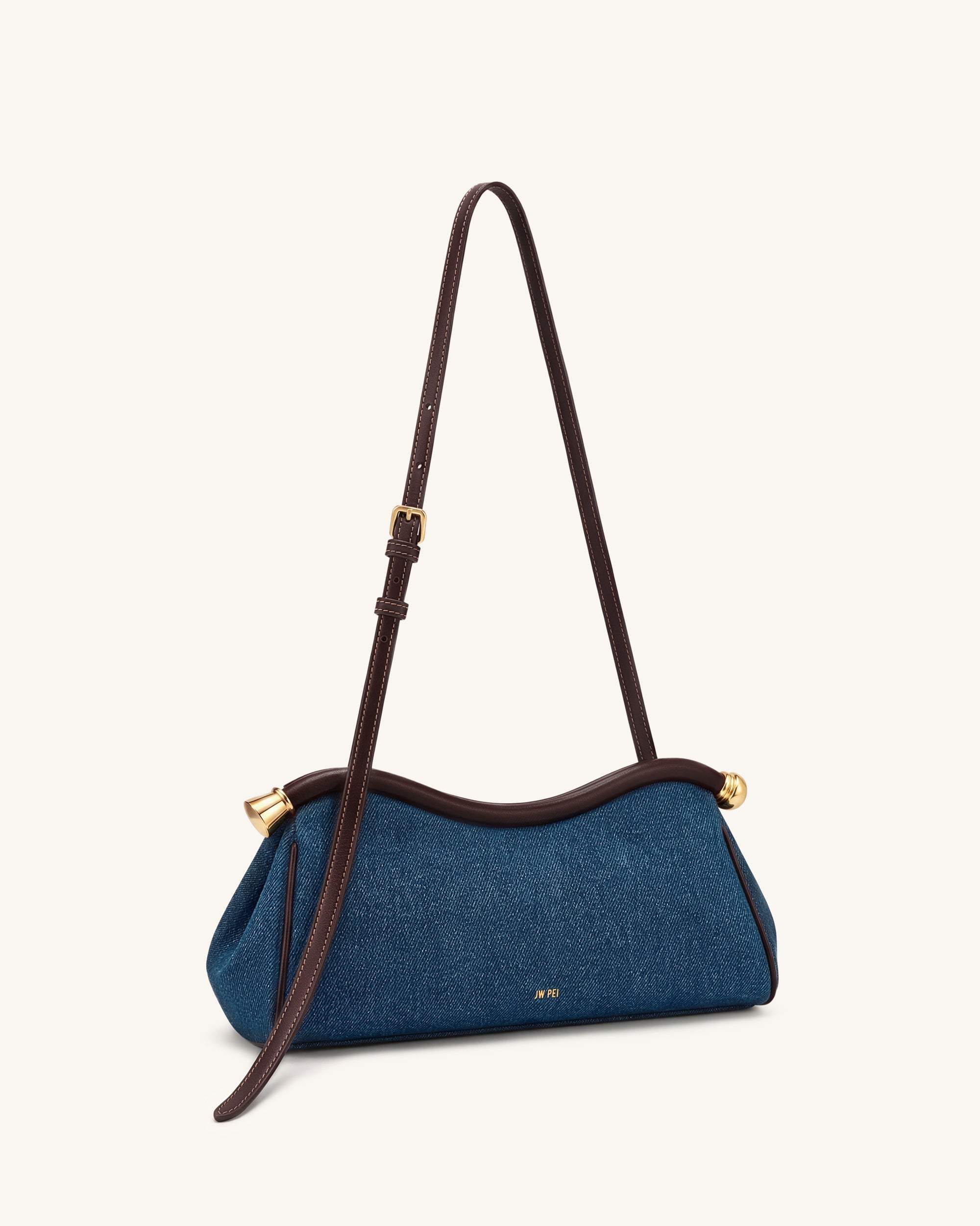 Jw Pei Naomi Curved Shoulder Bag Blue Denim
