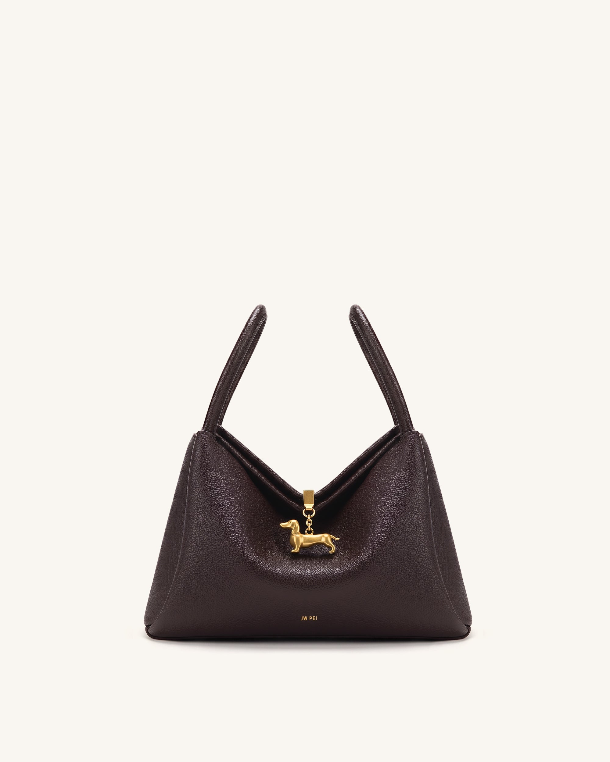 Jw Pei Maelle Dachshund Charm Double Handle Bag Dark Brown
