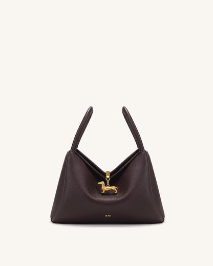 Jw Pei Maelle Dachshund Charm Double Handle Bag Dark Brown