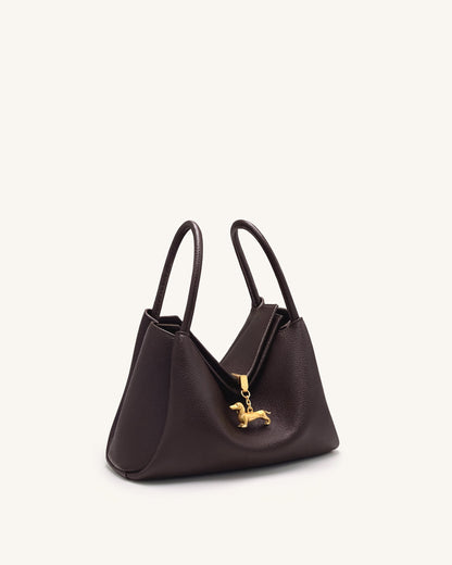 Jw Pei Maelle Dachshund Charm Double Handle Bag Dark Brown