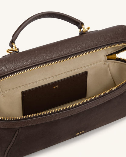 Jw Pei Cleo Faux Suede Vanity Bag Dark Brown
