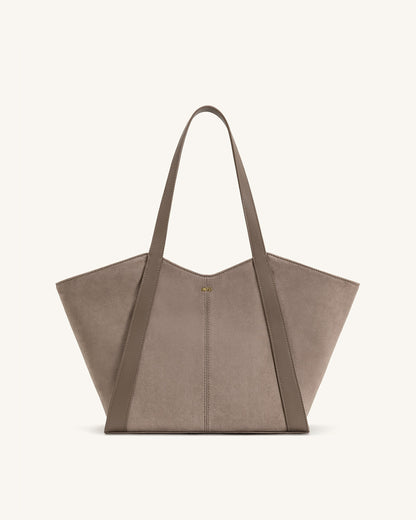 Jw Pei Kiana Large Capacity Faux Suede Tote Bag Taupe