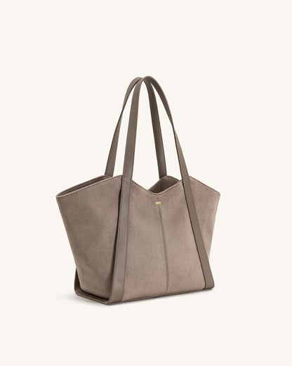 Jw Pei Kiana Large Capacity Faux Suede Tote Bag Taupe