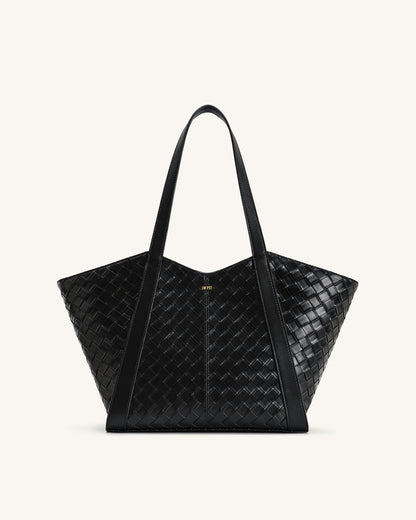 Jw Pei Kiana Large Capacity Weave Texture Tote Bag Black