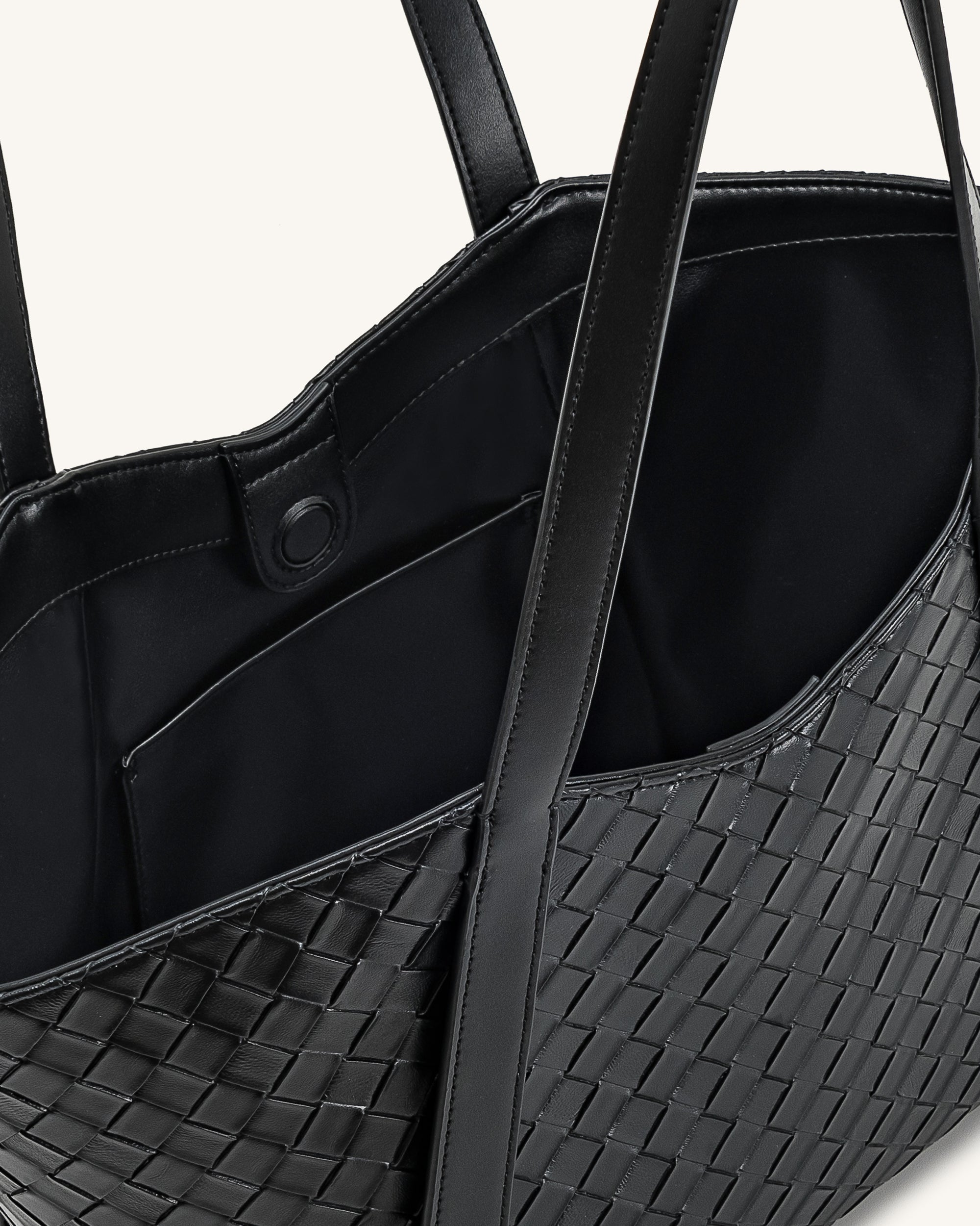 Jw Pei Kiana Large Capacity Weave Texture Tote Bag Black