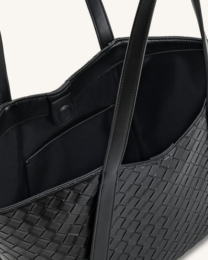 Jw Pei Kiana Large Capacity Weave Texture Tote Bag Black