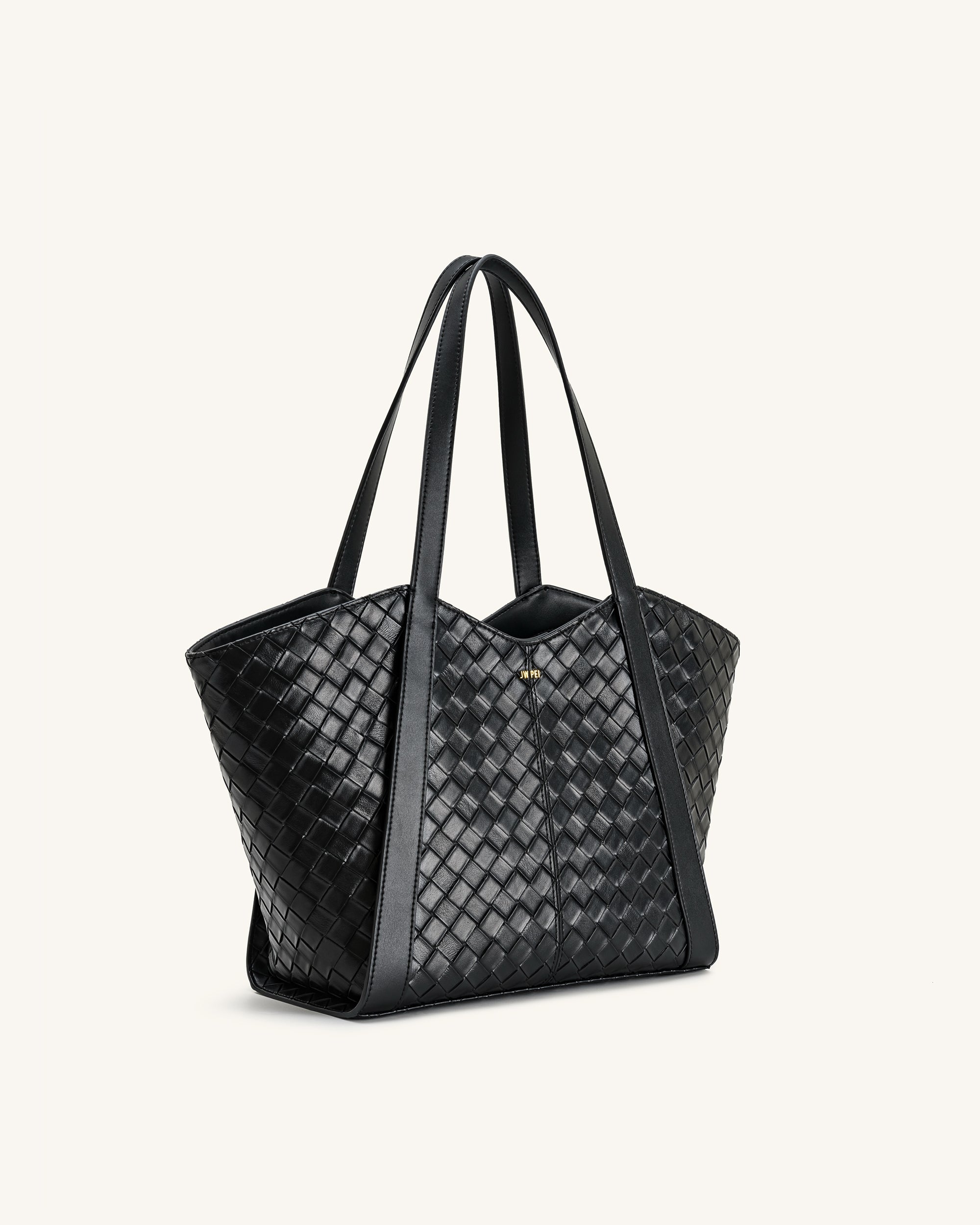 Jw Pei Kiana Large Capacity Weave Texture Tote Bag Black