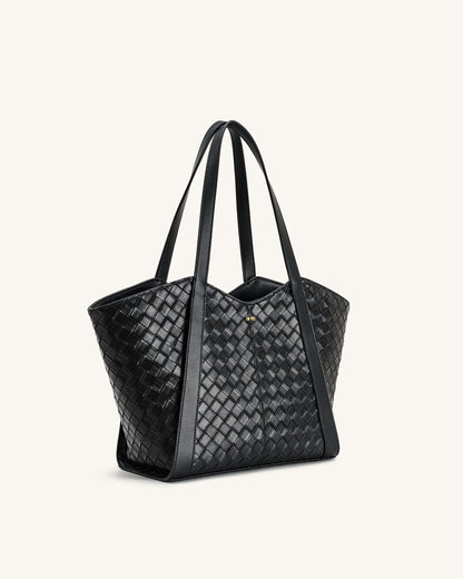 Jw Pei Kiana Large Capacity Weave Texture Tote Bag Black