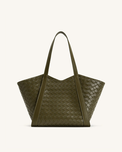 Jw Pei Kiana Large Capacity Weave Texture Tote Bag Dark Olive