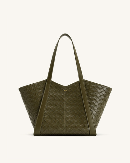 Jw Pei Kiana Large Capacity Weave Texture Tote Bag Dark Olive